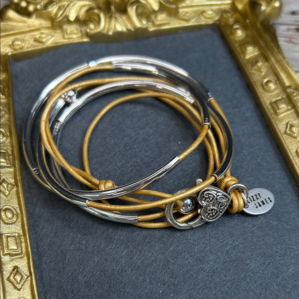 Lizzy James Silver And Tan Bracelet 20$